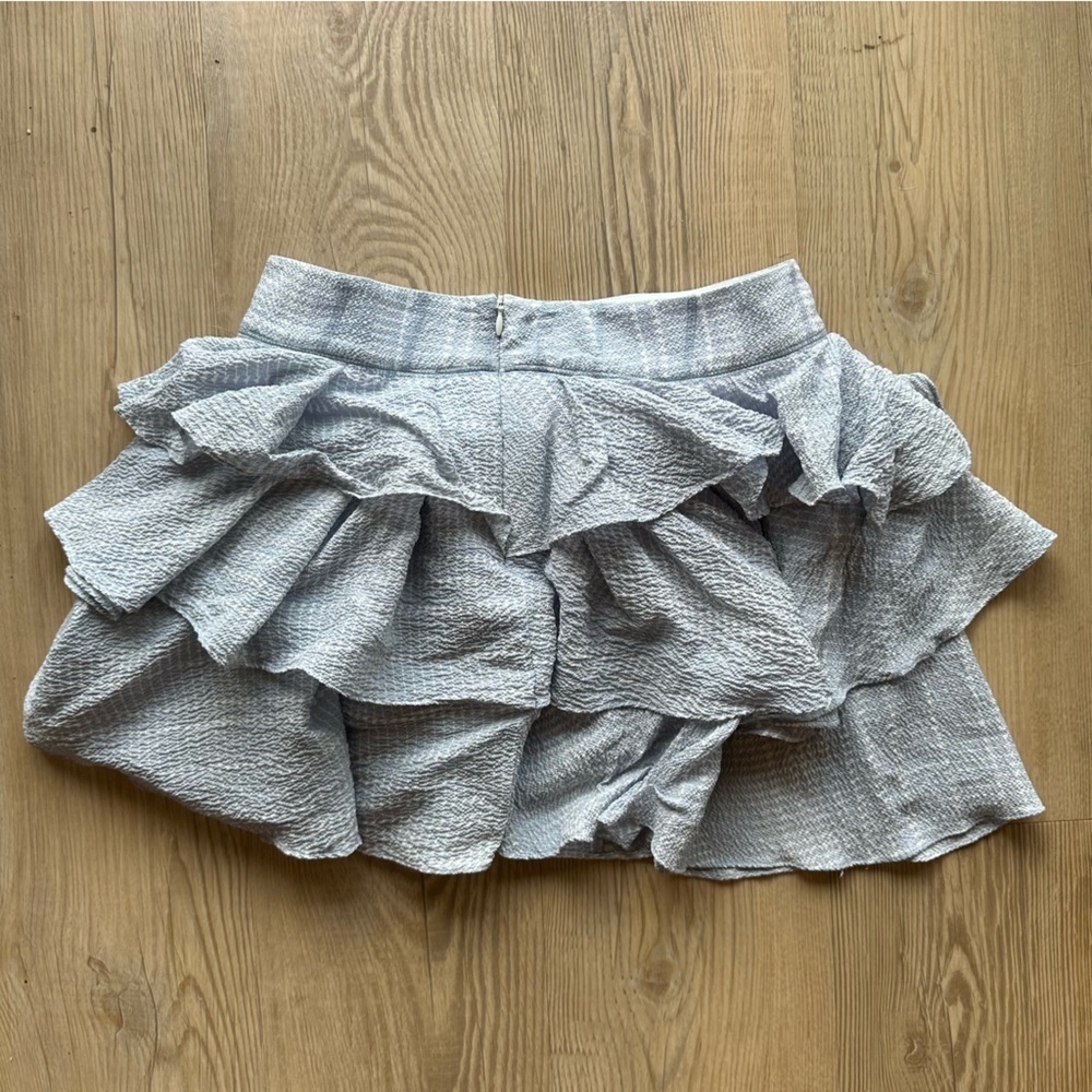 Derek Lam 10 Crosby Blue ruffled mini skirt silk size 0, girly layered spring - Picture 2 of 9